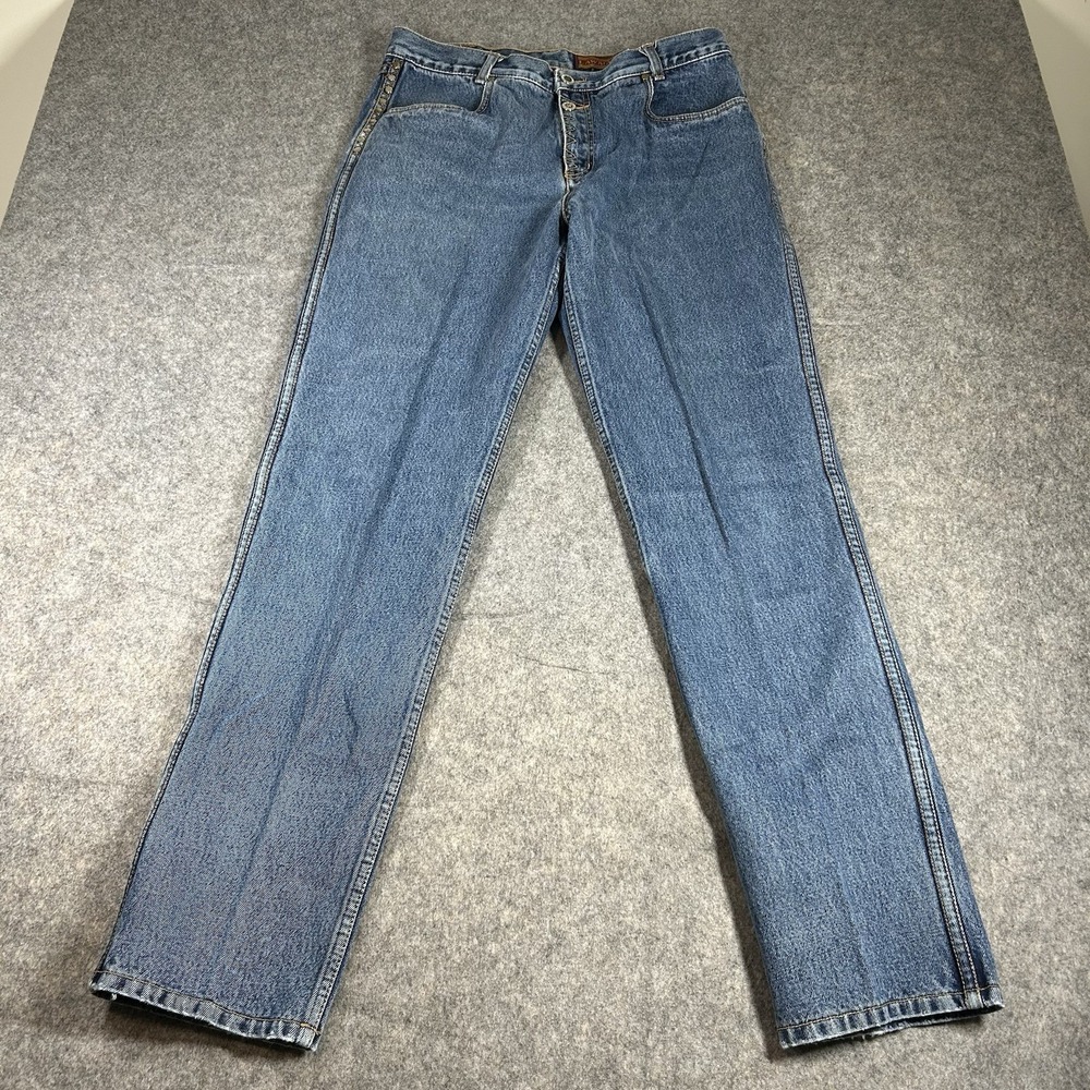 Vintage Lawman Western Womens 15/16 Blue Denim Jeans Buttons Relaxed Fit Cotton